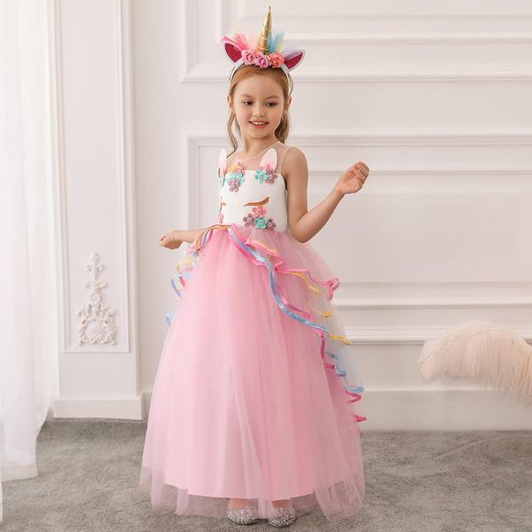 long flower girl dress unicorn rainbow wedding dress girl birthday party unicorn role dance performance short vestidos, Red;yellow
long flower girl dress unicorn rainbow wedding dress girl birthday party unicorn role dance performance short vestidos, Red;yellow