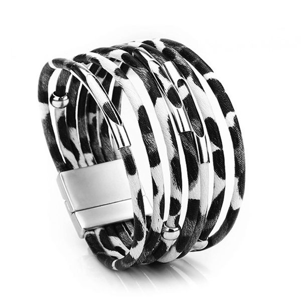 2019 new fashion trend alloy magnet buckle leopard bracelet wearing beads leather bracelet three color for women, Black
2019 new fashion trend alloy magnet buckle leopard bracelet wearing beads leather bracelet three color for women, Black