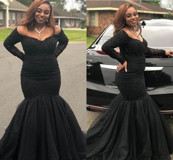 plus size african black mermaid prom dresses elegant off shoudler long sleeve appliques beads trumpet long evening gowns custom made 2020
plus size african black mermaid prom dresses elegant off shoudler long sleeve appliques beads trumpet long evening gowns custom made 2020
