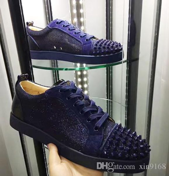 new luxury glitter sequins red bottom shoes designer low spikes toe genuine leather flats party wedding rhinestones sneakers, Black
new luxury glitter sequins red bottom shoes designer low spikes toe genuine leather flats party wedding rhinestones sneakers, Black