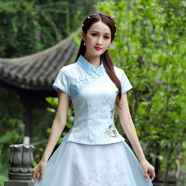 blue hanfu embroidery flower blouse oriental shirts cotton cheongsam ladies daily short sleeve ancient china clothing, Red
blue hanfu embroidery flower blouse oriental shirts cotton cheongsam ladies daily short sleeve ancient china clothing, Red