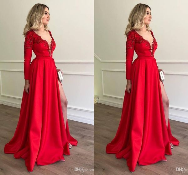 new arrival a line red prom dresses long sleeves high side split abiti da festa mother of the bride dresses formal dress evening gowns, Black
new arrival a line red prom dresses long sleeves high side split abiti da festa mother of the bride dresses formal dress evening gowns, Black
