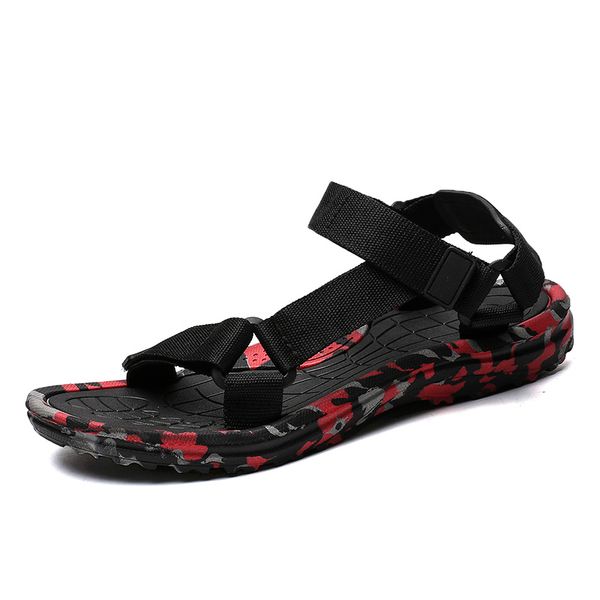 fashion sandals men shoes summer gladiator man beach sandals men's outdoor shoes roman men casual camouflage breathable, Black