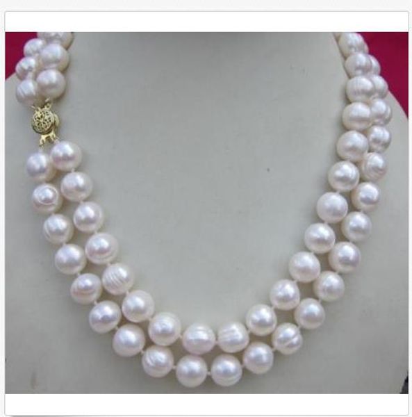 double strands 11-12mm natural south sea white pearl necklace 19" 14k gold clasp, Silver
double strands 11-12mm natural south sea white pearl necklace 19" 14k gold clasp, Silver