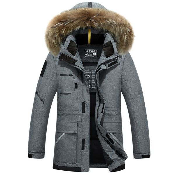 2018 new long winter duck down jacket with fur hood men's clothing fashion jackets thickening parka male big coat -25c, Black
2018 new long winter duck down jacket with fur hood men's clothing fashion jackets thickening parka male big coat -25c, Black