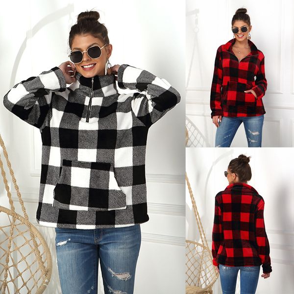 autumn winter fashion long sleeve buffalo plaid zipper women pullover soft warm big pockets casual fashion loose fleece plaid sweatshirt, Black
autumn winter fashion long sleeve buffalo plaid zipper women pullover soft warm big pockets casual fashion loose fleece plaid sweatshirt, Black
