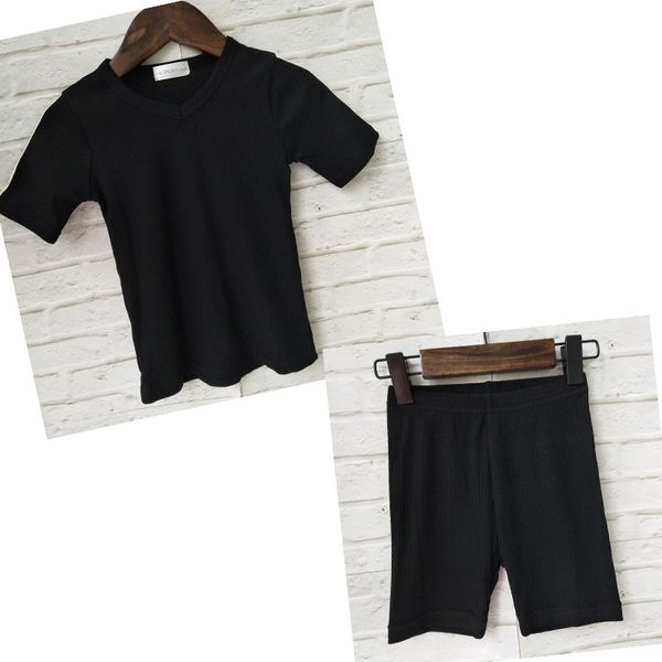 hitomagic 2020 new arrival kids clothes ribbed sets boys baby girls clothing summer shorts children outfit black pajama t200607, White 
hitomagic 2020 new arrival kids clothes ribbed sets boys baby girls clothing summer shorts children outfit black pajama t200607, White