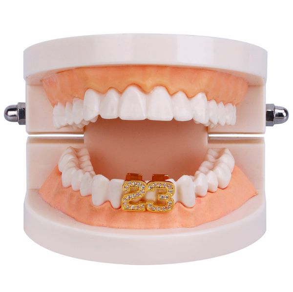 2019 wholesale a new micro-embedded zircon gold tooth holder with two digital 23 hiphop teeth grillz, Black
2019 wholesale a new micro-embedded zircon gold tooth holder with two digital 23 hiphop teeth grillz, Black