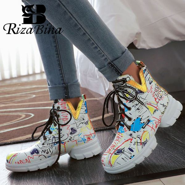 rizabina trend ankle boots women fashion color graffiti harajuku sneaker high lace up casual winter flats boots size 33-43, Black
rizabina trend ankle boots women fashion color graffiti harajuku sneaker high lace up casual winter flats boots size 33-43, Black