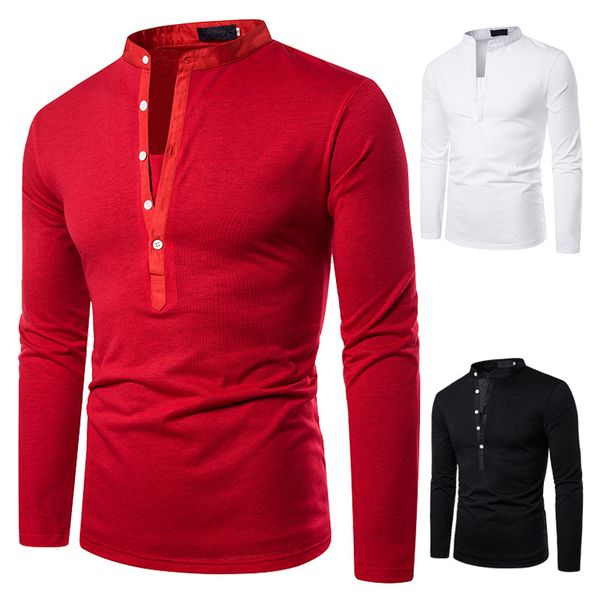 mens casual long sleeve tees deep v neck casual solid color polos stand collar business tshirts mans basic top, White;black
mens casual long sleeve tees deep v neck casual solid color polos stand collar business tshirts mans basic top, White;black