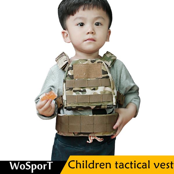

wosport children hunting vests 1000d oxford cloth cs war field game shooting protective camo jpc hunting vests, Camo;black