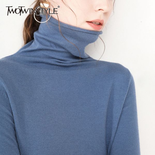 twotwinstyle korean casual sweater female turtleneck long sleeve solid knitted sweaters for women 2019 autumn fashion clothing, White;black
twotwinstyle korean casual sweater female turtleneck long sleeve solid knitted sweaters for women 2019 autumn fashion clothing, White;black