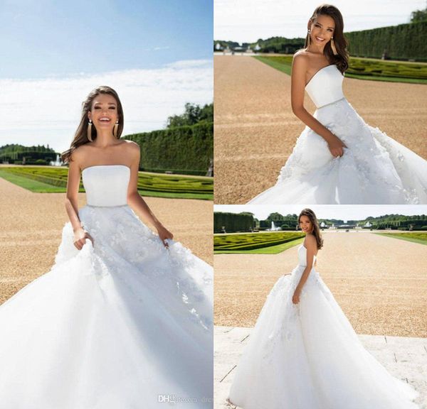 milla nova strapless beach wedding dresses tulle satin 3d floral applique sweep train bohemian wedding gowns backless plus size bride 4345, White
milla nova strapless beach wedding dresses tulle satin 3d floral applique sweep train bohemian wedding gowns backless plus size bride 4345, White