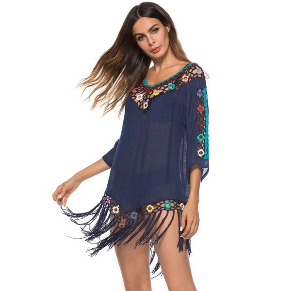 women 2019 bikini cover-up chiffon beach sunscreen dress manual crochet knit hollow-outpolyester beachwear for summe l801, Blue;gray
women 2019 bikini cover-up chiffon beach sunscreen dress manual crochet knit hollow-outpolyester beachwear for summe l801, Blue;gray