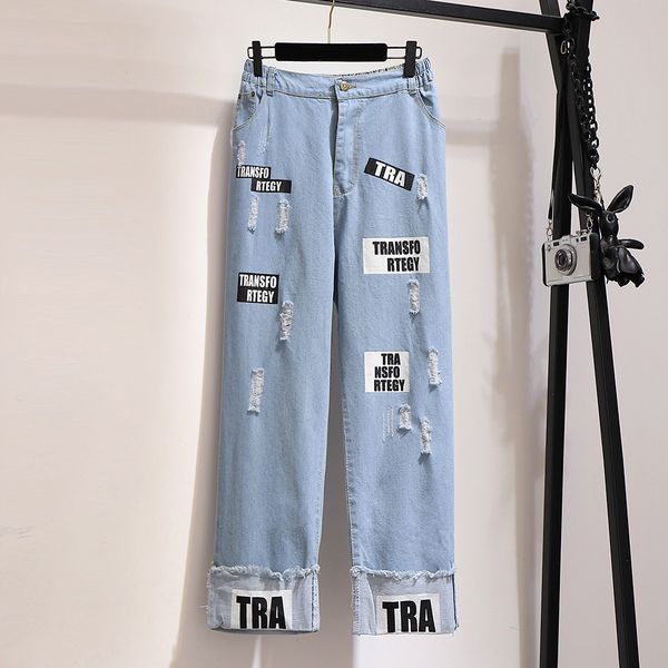 women's jeans autumn and winter broken letter wide leg straight tube plus size high waist woman blouse women 4xl5xl 6xl, Blue
women's jeans autumn and winter broken letter wide leg straight tube plus size high waist woman blouse women 4xl5xl 6xl, Blue