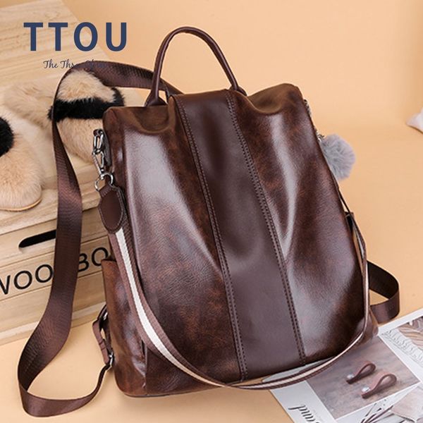 ttou fashion casual pu women anti-theft backpack quality vintage backpack with hairball female high capacity school shoulder bag
ttou fashion casual pu women anti-theft backpack quality vintage backpack with hairball female high capacity school shoulder bag
