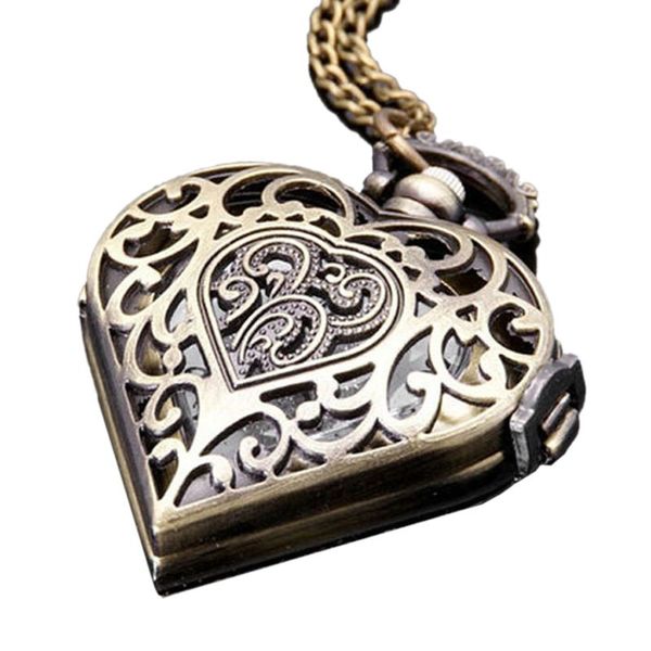 pocket watch bronze vintage heart shaped dial plate hollow floral exquisite antique watches necklace pendant collar chain couple, Slivery;golden 
pocket watch bronze vintage heart shaped dial plate hollow floral exquisite antique watches necklace pendant collar chain couple, Slivery;golden