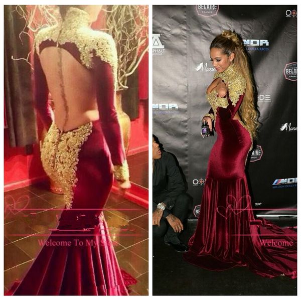 2019 high neck long sleeves slim mermaid velvet mermaid evening dresses with gold lace appliques beading sequins formal prom party gowns, Black;red
2019 high neck long sleeves slim mermaid velvet mermaid evening dresses with gold lace appliques beading sequins formal prom party gowns, Black;red