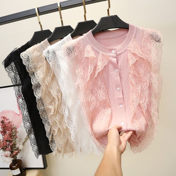 women's thin ins vest t-shirt new spring summer new lace stitching short design sleeveless sweater ice silk knitted shirts, White
women's thin ins vest t-shirt new spring summer new lace stitching short design sleeveless sweater ice silk knitted shirts, White