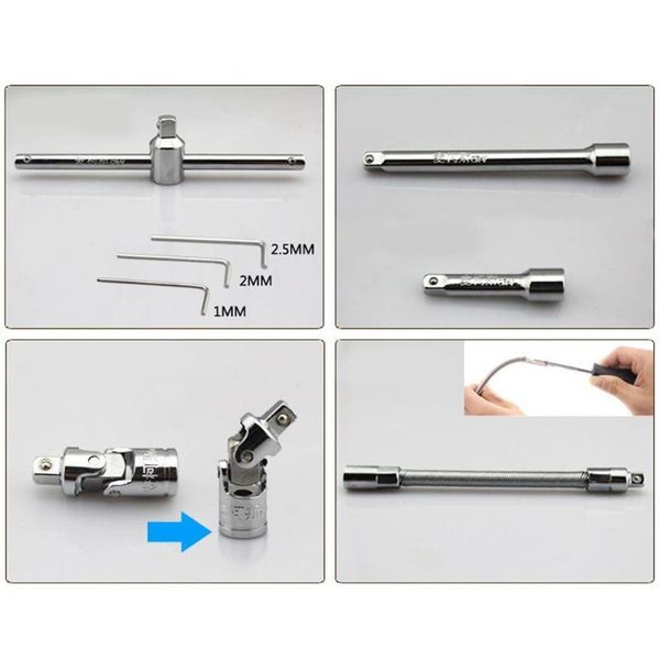 53pcs adjustable socket set universal ratchet wrench set kit torque wrench car motorcycle bicycle repair tools spanner hand kit
53pcs adjustable socket set universal ratchet wrench set kit torque wrench car motorcycle bicycle repair tools spanner hand kit