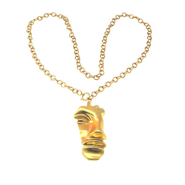 human head necklace golden half-face mask western decoration accessories crafts wild design sense niche net red tide pendant, Silver
human head necklace golden half-face mask western decoration accessories crafts wild design sense niche net red tide pendant, Silver