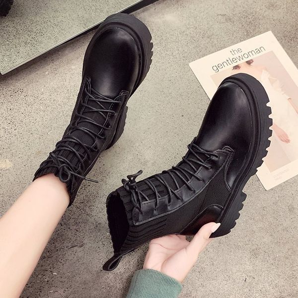 hipping 2019 autumn winter new women shoes korean flying weaving line elastic short platform bottom solid toe boots, Black
hipping 2019 autumn winter new women shoes korean flying weaving line elastic short platform bottom solid toe boots, Black