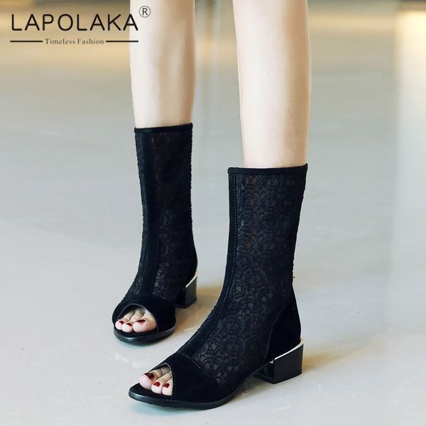 lapolaka fashion 2019 large size 33-43 peep toe mesh chunky heels summer boots woman shoes zipper summer boots female, Black
lapolaka fashion 2019 large size 33-43 peep toe mesh chunky heels summer boots woman shoes zipper summer boots female, Black