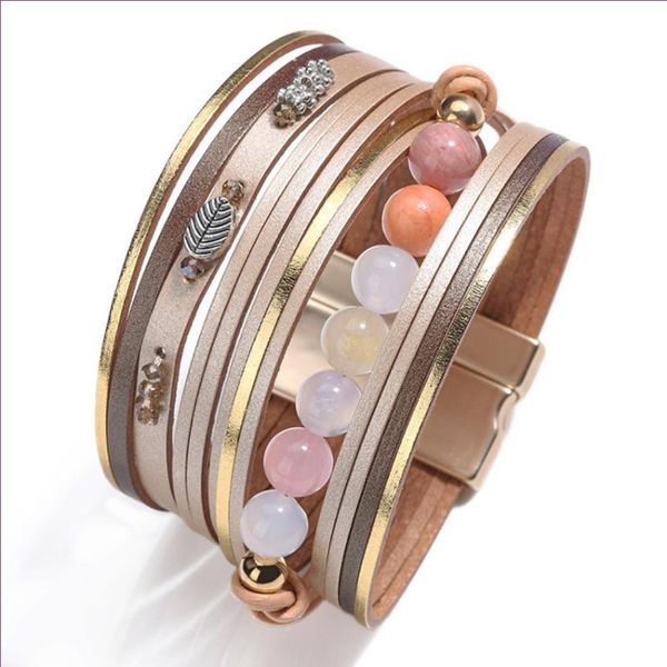 light yellow gold color many style quartz stone round beads layer handmade weave leather bracelet charm jewelry, Black
light yellow gold color many style quartz stone round beads layer handmade weave leather bracelet charm jewelry, Black