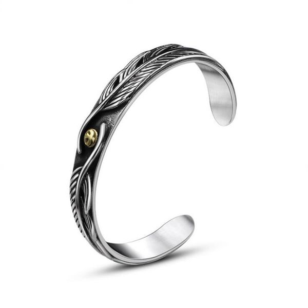 gothic punk men jewelry vintage men's cuff bangles stainless steel bracelet men animal eagle feather open bangle, Black
gothic punk men jewelry vintage men's cuff bangles stainless steel bracelet men animal eagle feather open bangle, Black