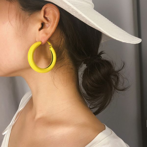 2019 colorful paint big hoop earring for women round fashion korean earring circle boho fashionable jewelry female, Golden;silver
2019 colorful paint big hoop earring for women round fashion korean earring circle boho fashionable jewelry female, Golden;silver