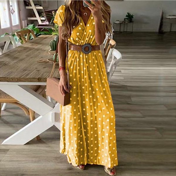 women summer dress casual high waist bohe dot print v neck split party club party long dresses summer dress 2019 vestidos, Black;gray
women summer dress casual high waist bohe dot print v neck split party club party long dresses summer dress 2019 vestidos, Black;gray