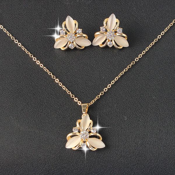 opal flower hollow out necklace earrings jewelry sets for wedding party, Silver
opal flower hollow out necklace earrings jewelry sets for wedding party, Silver