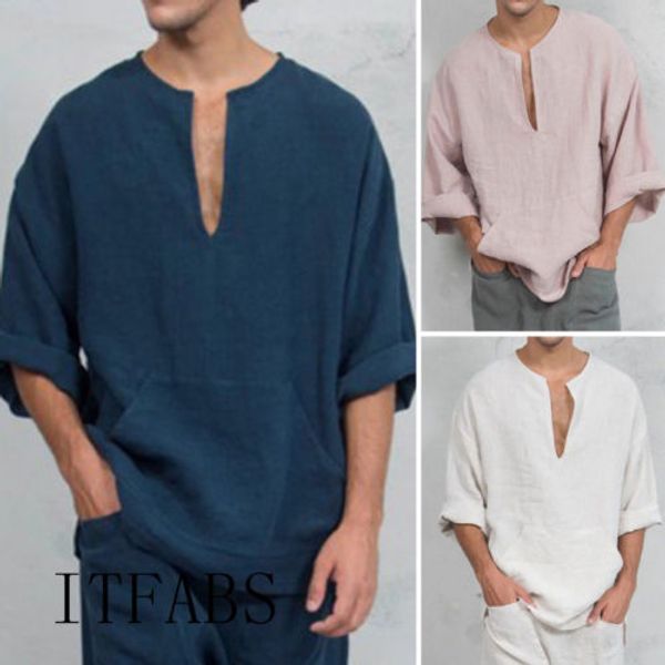 retro мужская с длинным рукавом льняная рубашка soft tops summer men мужской твердых сыпучих casual v-образным вырезом рубашки блузки топы, White;black
retro мужская с длинным рукавом льняная рубашка soft tops summer men мужской твердых сыпучих casual v-образным вырезом рубашки блузки топы, White;black