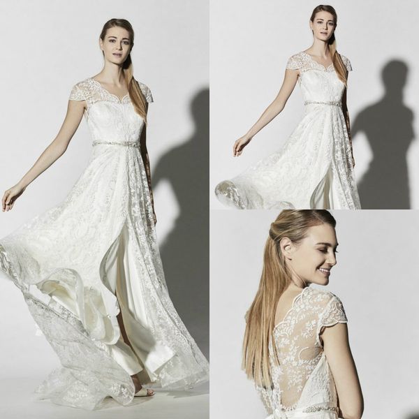 2020 new boho wedding dresses v neck lace appliques a line bohemian wedding dress front split custom made country robes de mariée, White
2020 new boho wedding dresses v neck lace appliques a line bohemian wedding dress front split custom made country robes de mariée, White