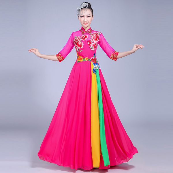 2019 new women's chorus suit opening dance big swing skirt costume modern stage square dance costume dress, Black;red
2019 new women's chorus suit opening dance big swing skirt costume modern stage square dance costume dress, Black;red