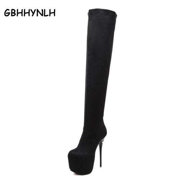 boots over the knee boots women 2018 brand ultra high heels fur platform pumps long women winter shoes lja77, Black 
boots over the knee boots women 2018 brand ultra high heels fur platform pumps long women winter shoes lja77, Black