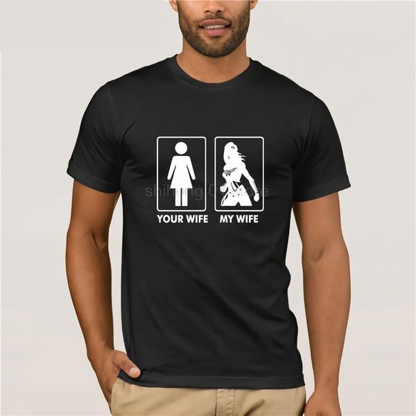 gal gadot my wife your wife 100% cotton funny t-shirts short sleeve men jersey 100% cotton, White;black