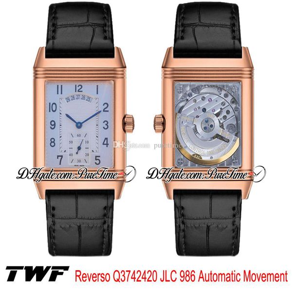 twf grande reverso q3742420 jlc 986 automatic mens watch rose gold silver texture dial number markers black leather strap new puretime 4d10, Slivery;brown
twf grande reverso q3742420 jlc 986 automatic mens watch rose gold silver texture dial number markers black leather strap new puretime 4d10, Slivery;brown