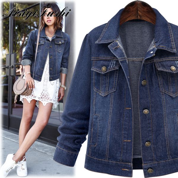 aisiyifushi women outerwear and jacket coats dark blue denim jacket oversize cropped jean women denim jackets plus size, Black;brown
aisiyifushi women outerwear and jacket coats dark blue denim jacket oversize cropped jean women denim jackets plus size, Black;brown