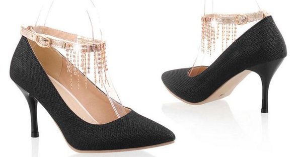 2019 women's shoes in spring and autumn with new style high heel fine heel pointed end water drill #182, Black
2019 women's shoes in spring and autumn with new style high heel fine heel pointed end water drill #182, Black