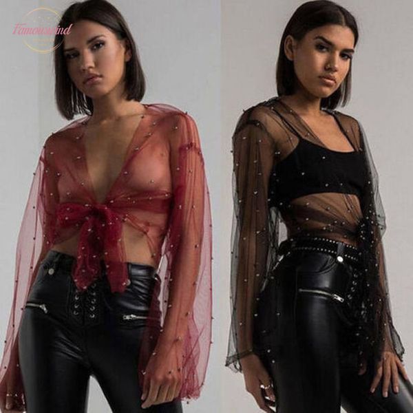 fashion women blouses mesh sheer see through long sleeve crop casual shirt blouse women clothes, White
fashion women blouses mesh sheer see through long sleeve crop casual shirt blouse women clothes, White