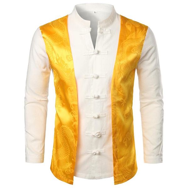 fake two pieces tang suit men dragon jacquard cotton linen shirts chinese style stand collar long sleeve mens loose, White;black
fake two pieces tang suit men dragon jacquard cotton linen shirts chinese style stand collar long sleeve mens loose, White;black