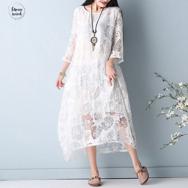 women summer dress lace autumn perspective o neck summer 3 4 sleeve kaftan vestido casual solid mid calf plus size, Black;gray
women summer dress lace autumn perspective o neck summer 3 4 sleeve kaftan vestido casual solid mid calf plus size, Black;gray