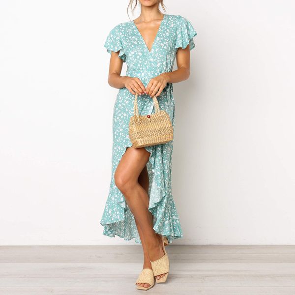 casual dresses summer dress women v-neck bohemia long ruffles beach party sundress print irregular string bandage, Black;gray
casual dresses summer dress women v-neck bohemia long ruffles beach party sundress print irregular string bandage, Black;gray