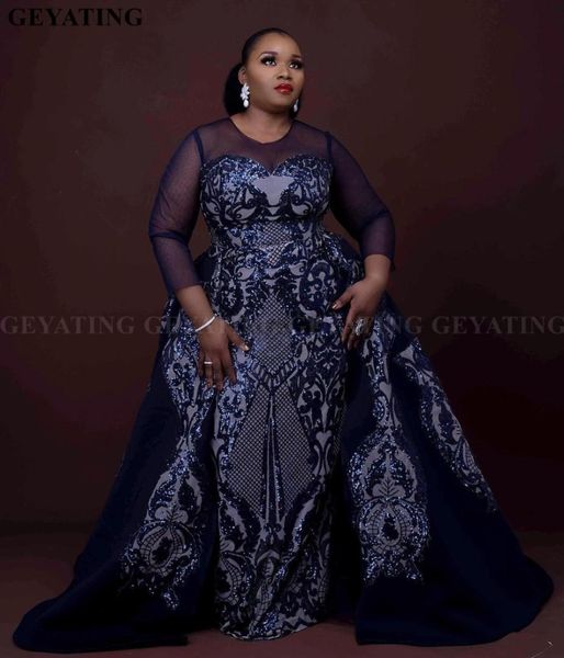 sparkly sequin navy blue african evening dress with detachable train long sleeves elegant women formal prom dresses plus size, White;black
sparkly sequin navy blue african evening dress with detachable train long sleeves elegant women formal prom dresses plus size, White;black