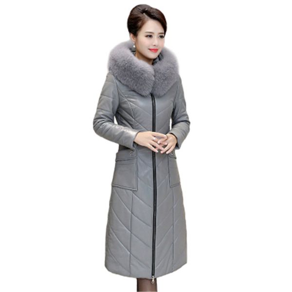 leather down jacket female long coat new winter thick fur collar hooded plus size over-the-knee leather sheepskin coat g1335, Black
leather down jacket female long coat new winter thick fur collar hooded plus size over-the-knee leather sheepskin coat g1335, Black