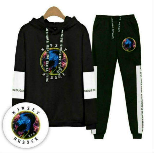 nipsey hussle mens tracksuits spring autumn casual clothing sets women teenager hoodies pants 2pcs, Gray