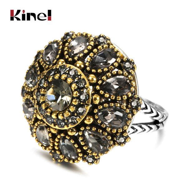 kinel vintage gray cubic zircon big rings for women antique silver color crystal flower ring wedding engagement jewelry, Golden;silver
kinel vintage gray cubic zircon big rings for women antique silver color crystal flower ring wedding engagement jewelry, Golden;silver
