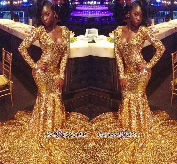 2019 gold sequins long prom dresses v neck long sleeves mermaid formal party evening dresses bc1303, Black
2019 gold sequins long prom dresses v neck long sleeves mermaid formal party evening dresses bc1303, Black