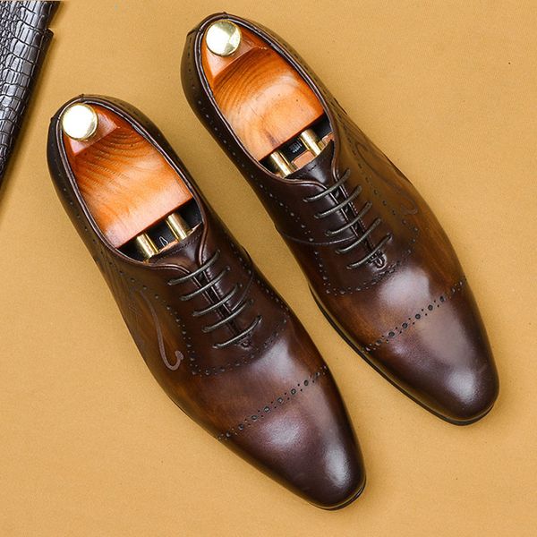 fashion men's oxford shoes genuine leather dress shoe italian handmade unique office wedding mens party shoes formal, Black
fashion men's oxford shoes genuine leather dress shoe italian handmade unique office wedding mens party shoes formal, Black